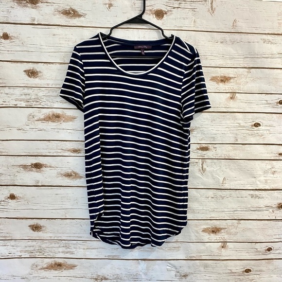 Olivia Sky Dark Navy & White Short Sleeve Tee - Picture 1 of 4